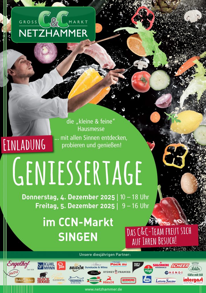 Genießertage 2025, auf dem Bild sind nochmal die Messezeiten vermerkt, die auch oben im Text stehen.