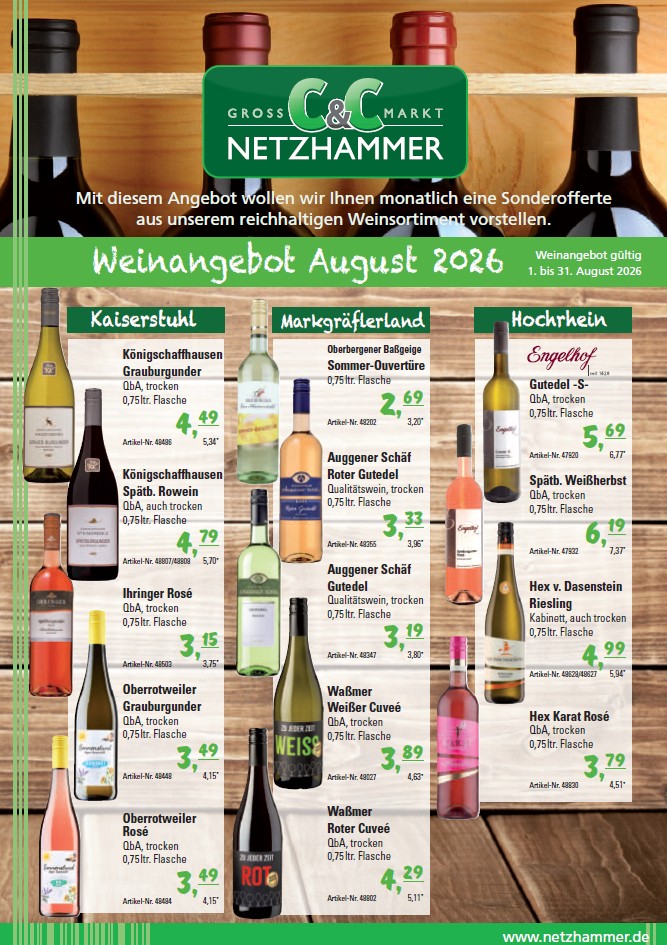 Angebot Wein des Monats August